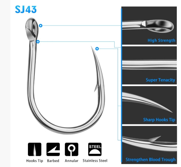 🪝 Ami da Pesca PROBEROS SJ43 – Acciaio Inossidabile ad Alta Resistenza per Jigging e Pesca in Mare Ideali per pesca in mare, jigging, barca, artificiali tipo metal jig.