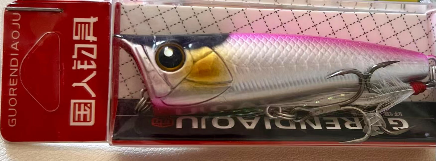 🎣 Popper Lure 12g 6.9cm – Flash & Splash – Topwater Bass Seabass Lure