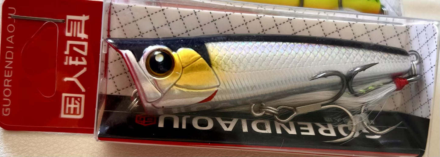 🎣 Popper Lure 12g 6.9cm – Flash & Splash – Topwater Bass Seabass Lure
