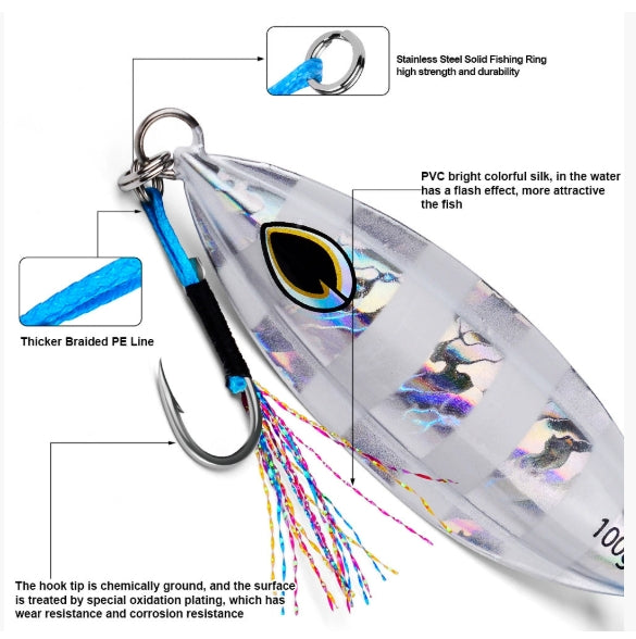 🎣 Amo ausiliario per la pesca in mare con filo brillante 5pz/confezione