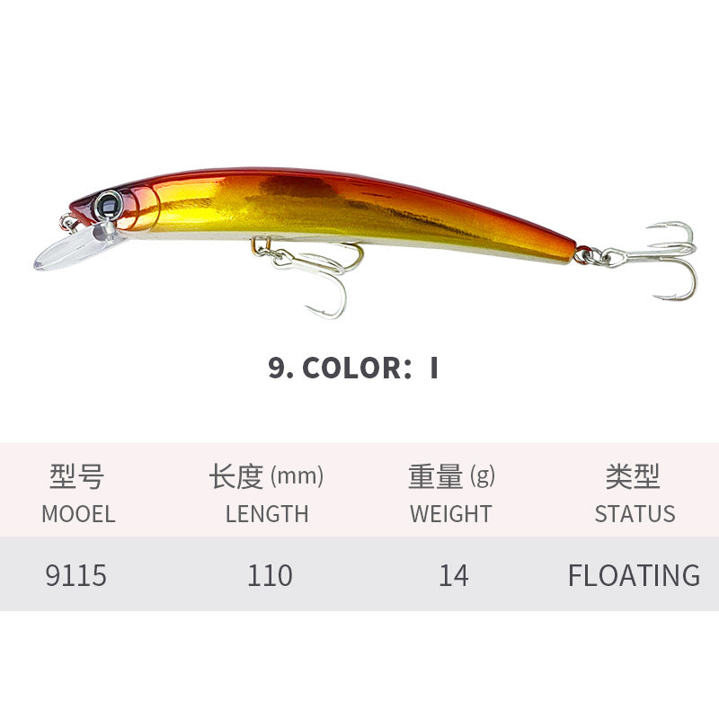 🧱 Minnow Galleggiante – Lanci Lontani e Azione Realistica (110mm / 14g)