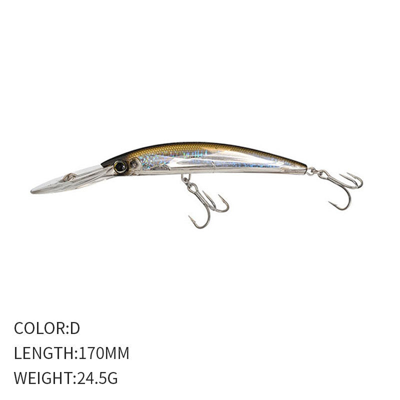 🎯 Minnow Galleggiante 170mm / 24.5g – Lungo Labbro per Nuoto Ampio e Riflessi Psichedelici