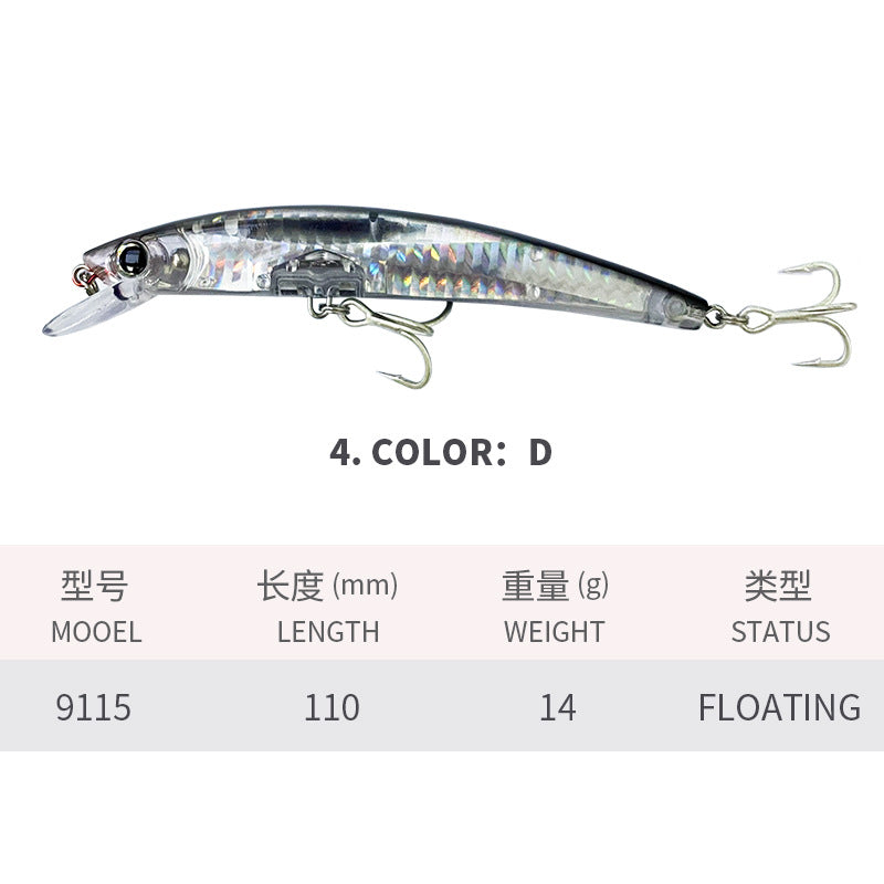 🧱 Minnow Galleggiante – Lanci Lontani e Azione Realistica (110mm / 14g)