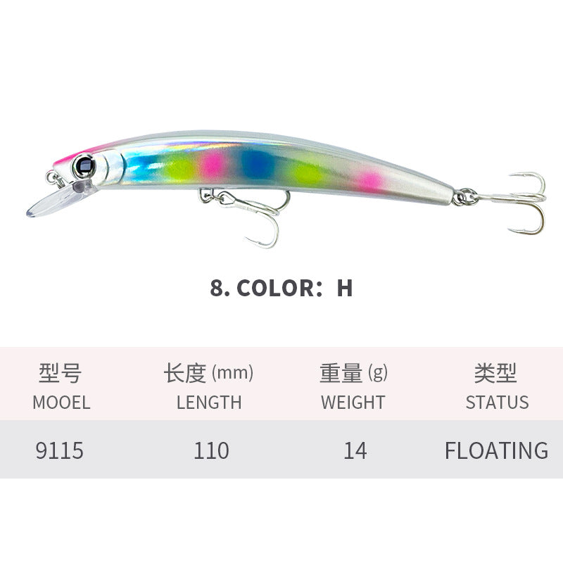 🧱 Minnow Galleggiante – Lanci Lontani e Azione Realistica (110mm / 14g)
