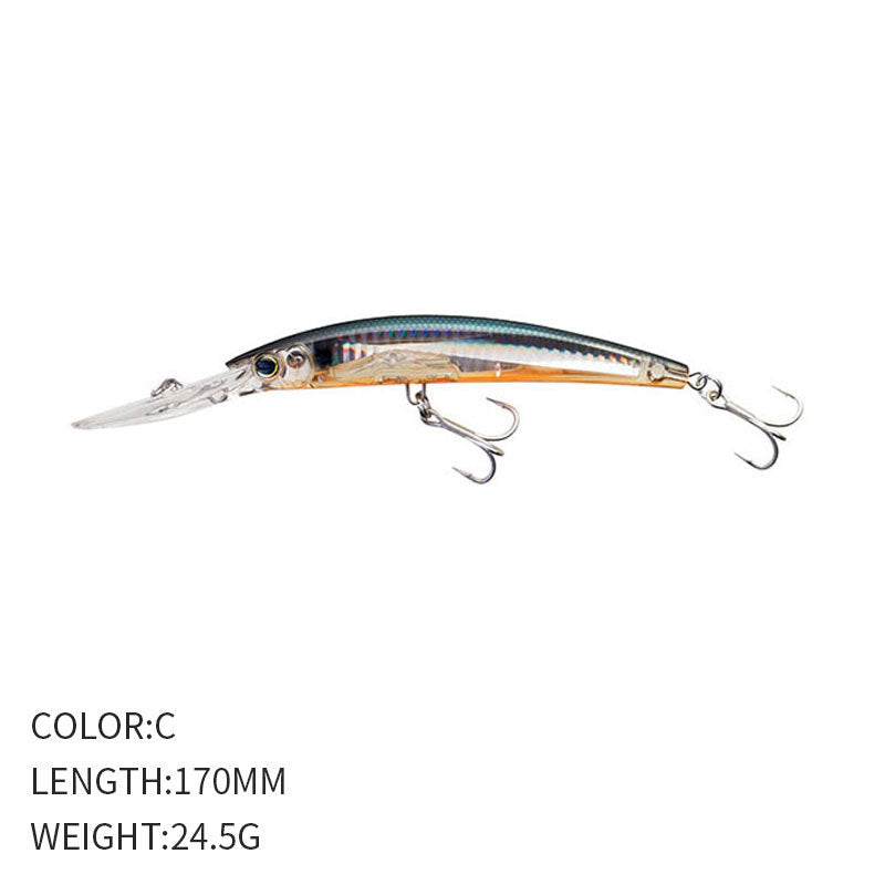🎯 Minnow Galleggiante 170mm / 24.5g – Lungo Labbro per Nuoto Ampio e Riflessi Psichedelici