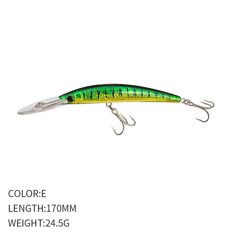 🎯 Minnow Galleggiante 170mm / 24.5g – Lungo Labbro per Nuoto Ampio e Riflessi Psichedelici