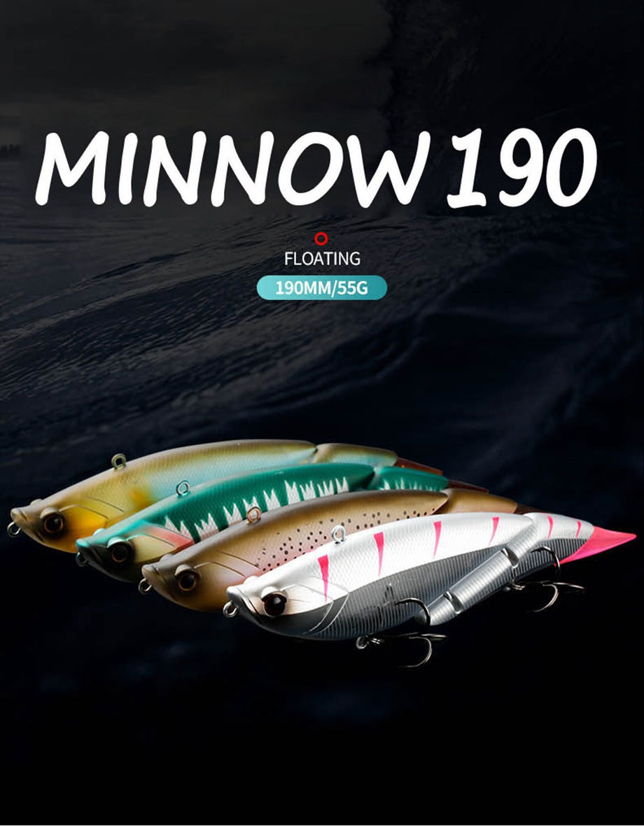 19cm 55g 2-Segment Floating Swimbait Lure with Replaceable Tail – Hard Bait for Bass, Mackerel & Tuna