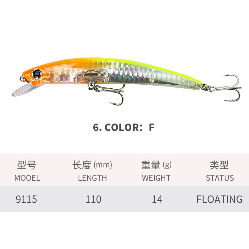 🧱 Minnow Galleggiante – Lanci Lontani e Azione Realistica (110mm / 14g)