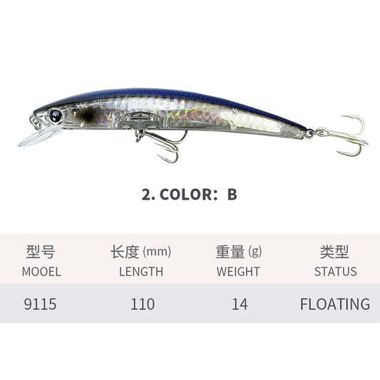 🧱 Minnow Galleggiante – Lanci Lontani e Azione Realistica (110mm / 14g)