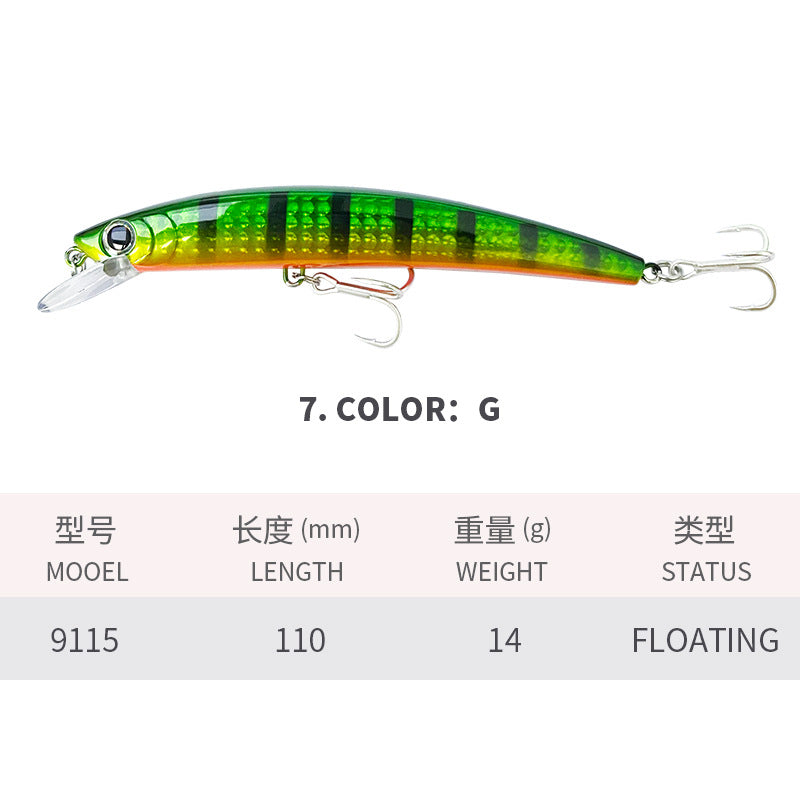 🧱 Minnow Galleggiante – Lanci Lontani e Azione Realistica (110mm / 14g)