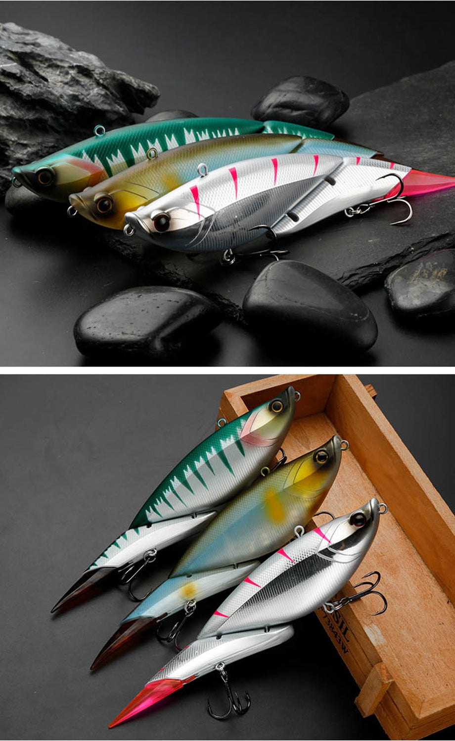 19cm 55g 2-Segment Floating Swimbait Lure with Replaceable Tail – Hard Bait for Bass, Mackerel & Tuna