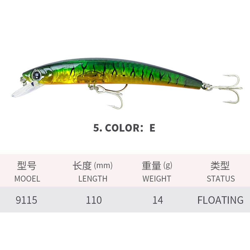 🧱 Minnow Galleggiante – Lanci Lontani e Azione Realistica (110mm / 14g)