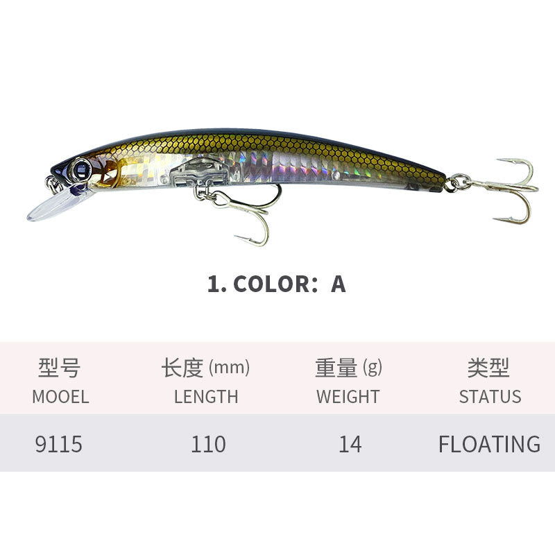 🧱 Minnow Galleggiante – Lanci Lontani e Azione Realistica (110mm / 14g)