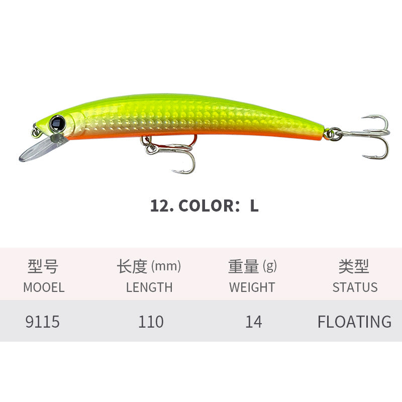 🧱 Minnow Galleggiante – Lanci Lontani e Azione Realistica (110mm / 14g)