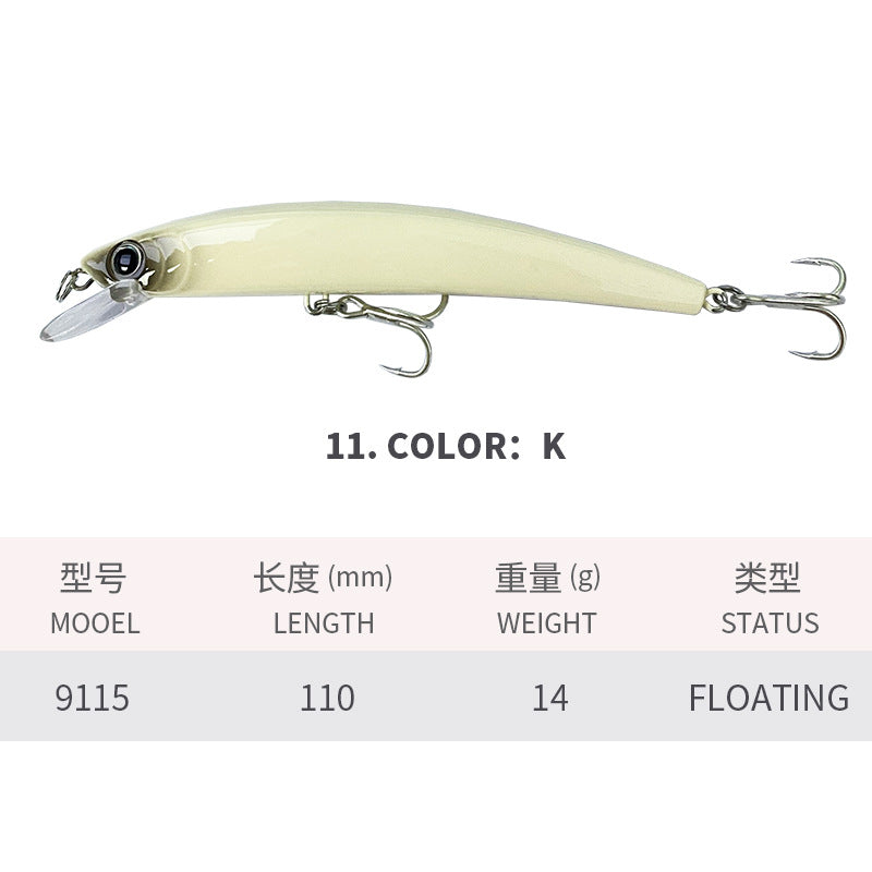 🧱 Minnow Galleggiante – Lanci Lontani e Azione Realistica (110mm / 14g)