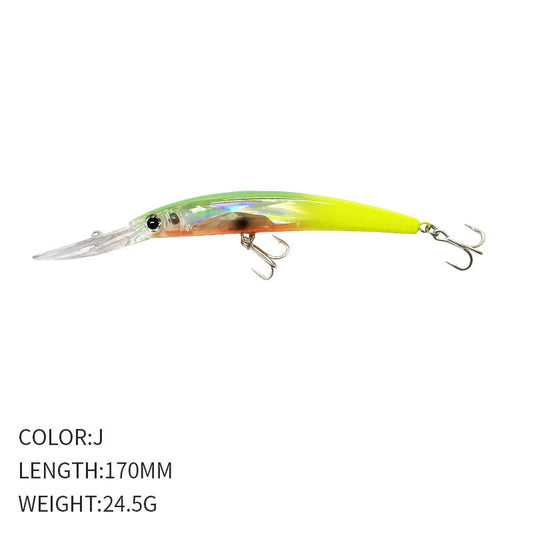 🎯 Minnow Galleggiante 170mm / 24.5g – Lungo Labbro per Nuoto Ampio e Riflessi Psichedelici