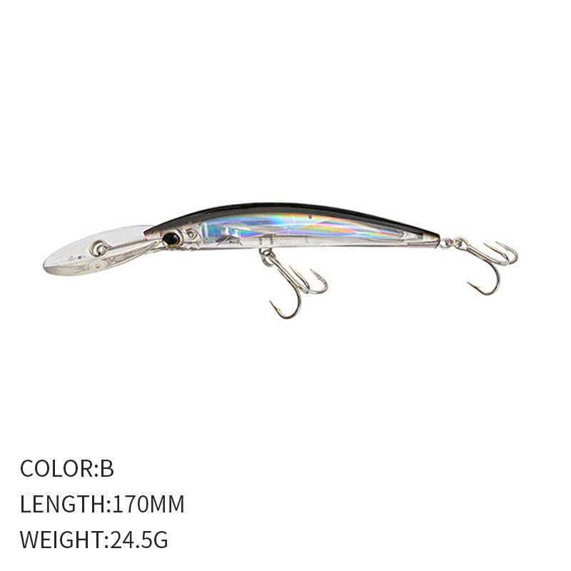 🎯 Minnow Galleggiante 170mm / 24.5g – Lungo Labbro per Nuoto Ampio e Riflessi Psichedelici