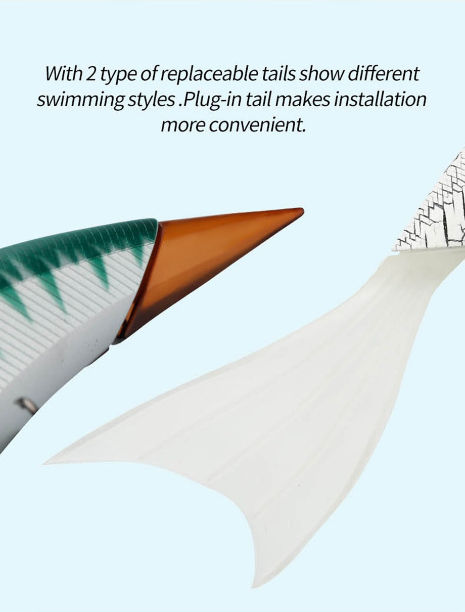 19cm 55g 2-Segment Floating Swimbait Lure with Replaceable Tail – Hard Bait for Bass, Mackerel & Tuna