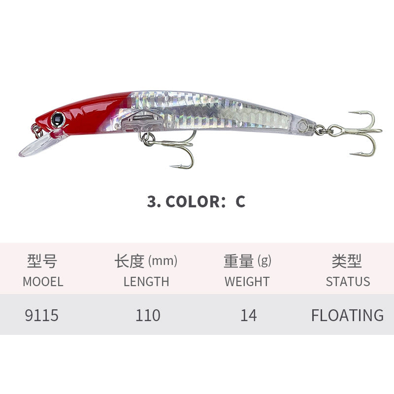 🧱 Minnow Galleggiante – Lanci Lontani e Azione Realistica (110mm / 14g)