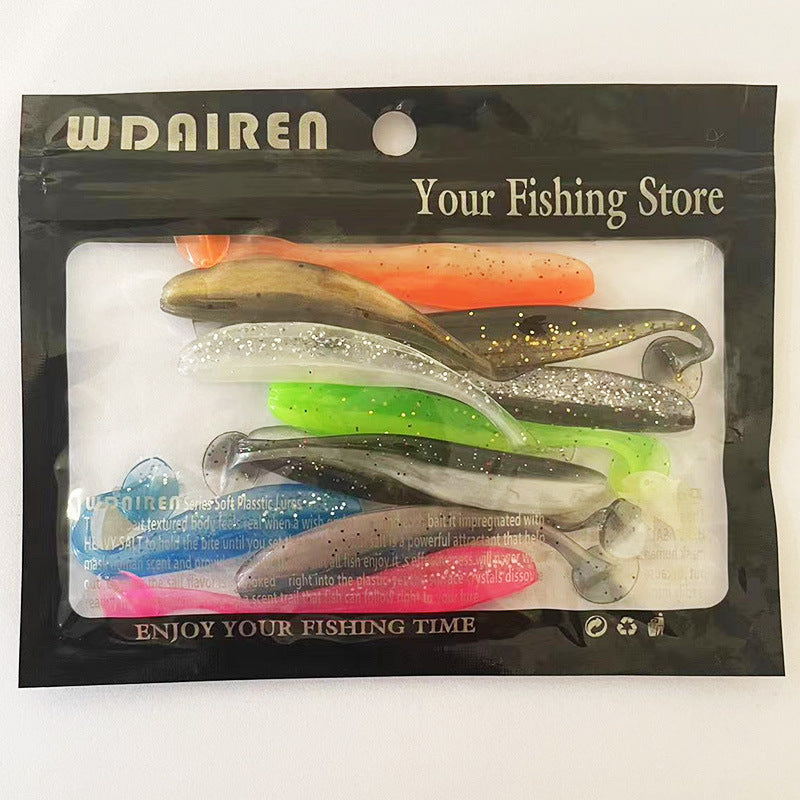 🐟 Soft Bait T-Tail Bicolore – Super Morbido PVC (10 pezzi)