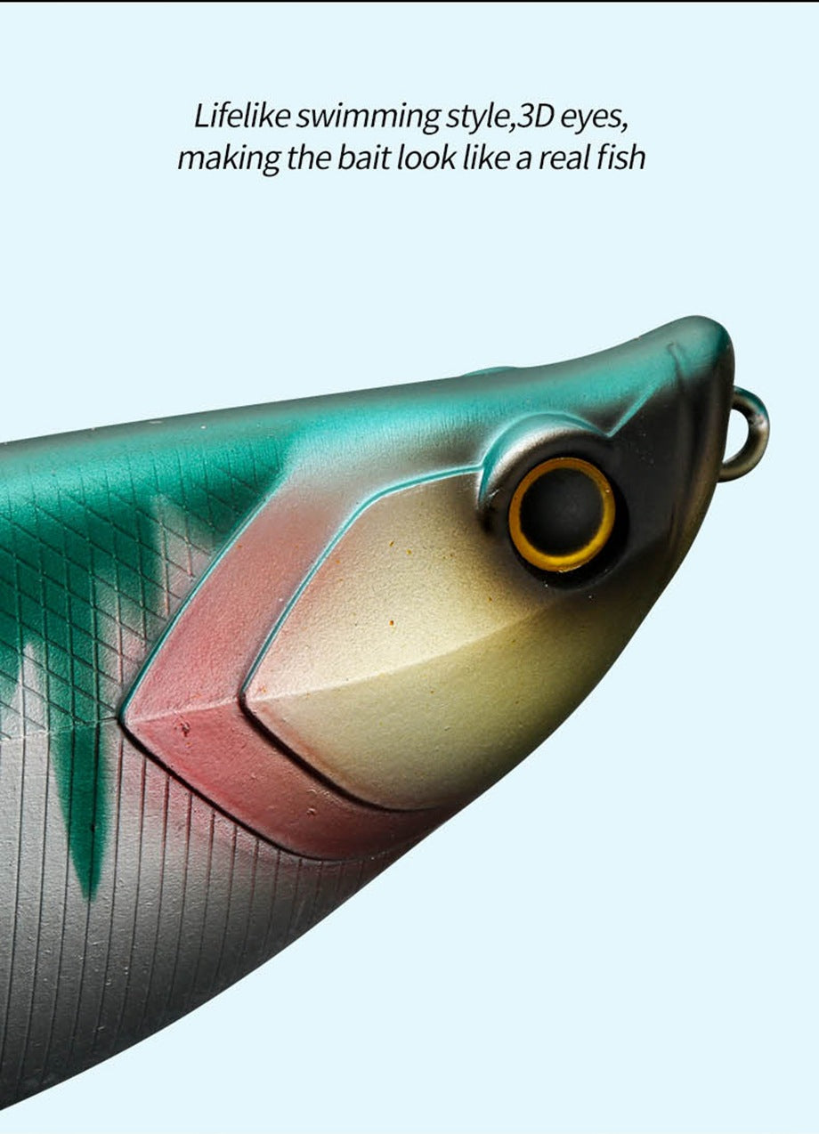 19cm 55g 2-Segment Floating Swimbait Lure with Replaceable Tail – Hard Bait for Bass, Mackerel & Tuna