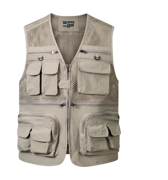 Gilet Estivo da Uomo – Multi Tasche, Rete Traspirante, Ideale per Pesca e Attività Outdoor