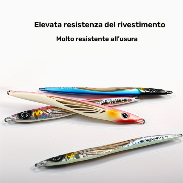 Jig Metallico IGGINGPRO 60g/80g/100g Glow al Buio – Esca Artificiale per Shore Jigging e Barca, Lancio Lungo