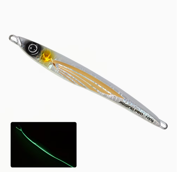 Jig Metallico IGGINGPRO 60g/80g/100g Glow al Buio – Esca Artificiale per Shore Jigging e Barca, Lancio Lungo