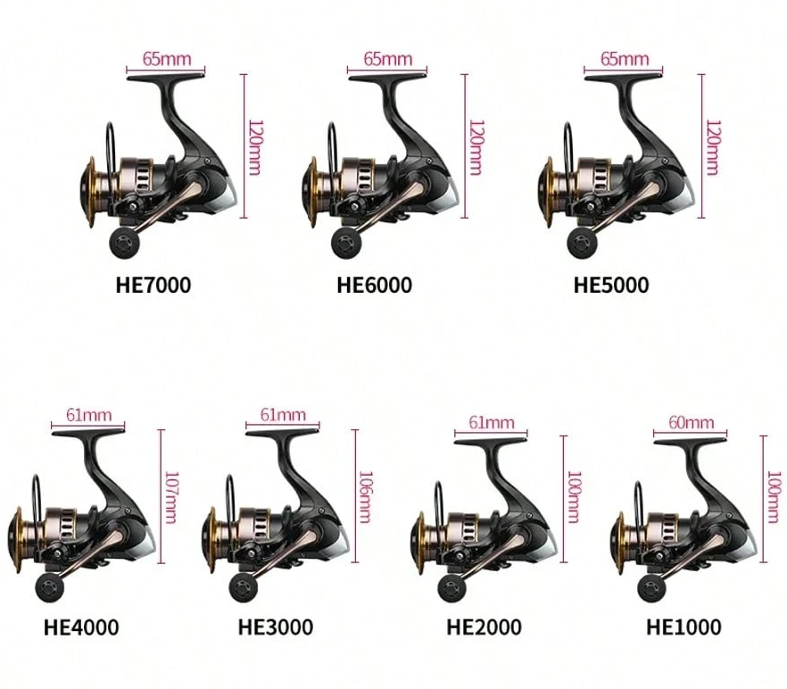 🎣 NYAYEO Mulinello da Pesca HE500–7000 – Alta Qualità in Ogni Dettaglio ✔️ Bobina in metallo / ✔️ Rapporto di recupero 5.2:1 o 4.7:1 / ✔️ 13+1 Cuscinetti a Sfera / ✔️ Freno Max 10KG